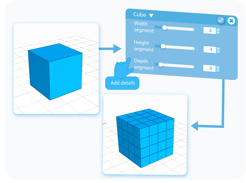 Customize the level of detail of the Shape with slider or text-box